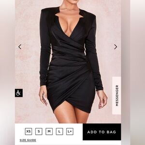 House of CB Nelinha black gathered tux wrap dress size Medium